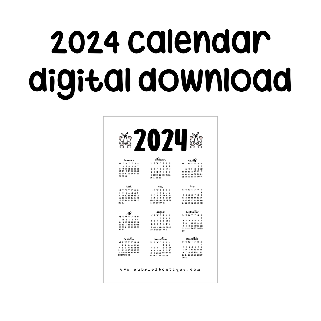2024 CALENDAR, DIGITAL DOWNLOAD