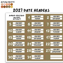 Carica l'immagine nel visualizzatore di Gallery, 2027 DATE HEADERS, autumn palette — other colors to select
