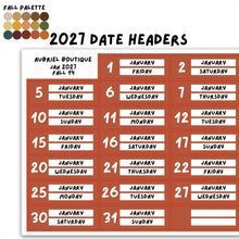 Carica l'immagine nel visualizzatore di Gallery, 2027 DATE HEADERS, fall palette — other colors to select
