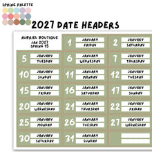 Carica l'immagine nel visualizzatore di Gallery, 2027 DATE HEADERS, spring palette — other colors to select
