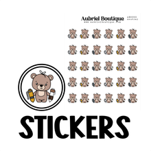 Load image into Gallery viewer, BEAR, planner stickers — MORE COLORS — AB0053
