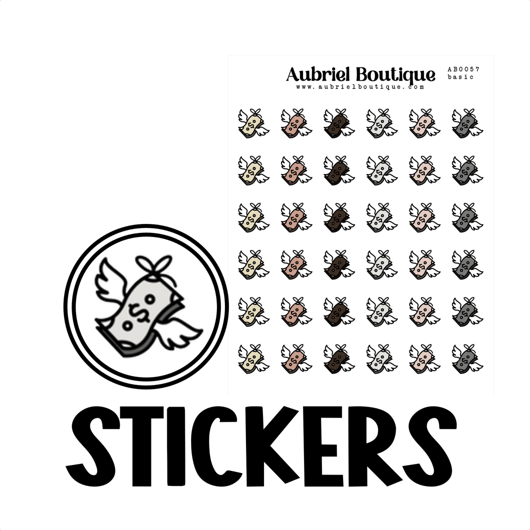 MONEY, planner stickers — MORE COLORS — AB0057