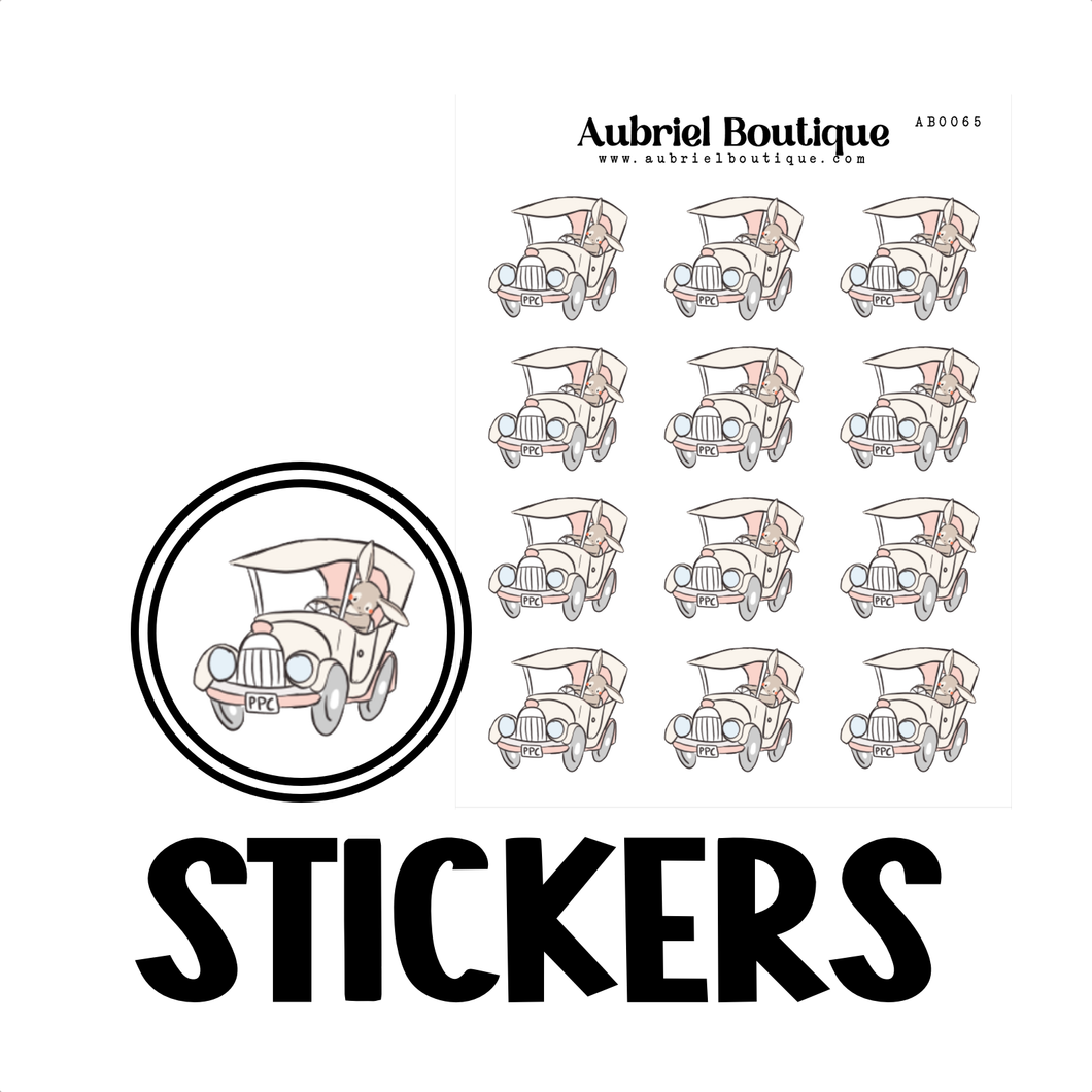 BUNNY CAR, planner stickers — AB0065