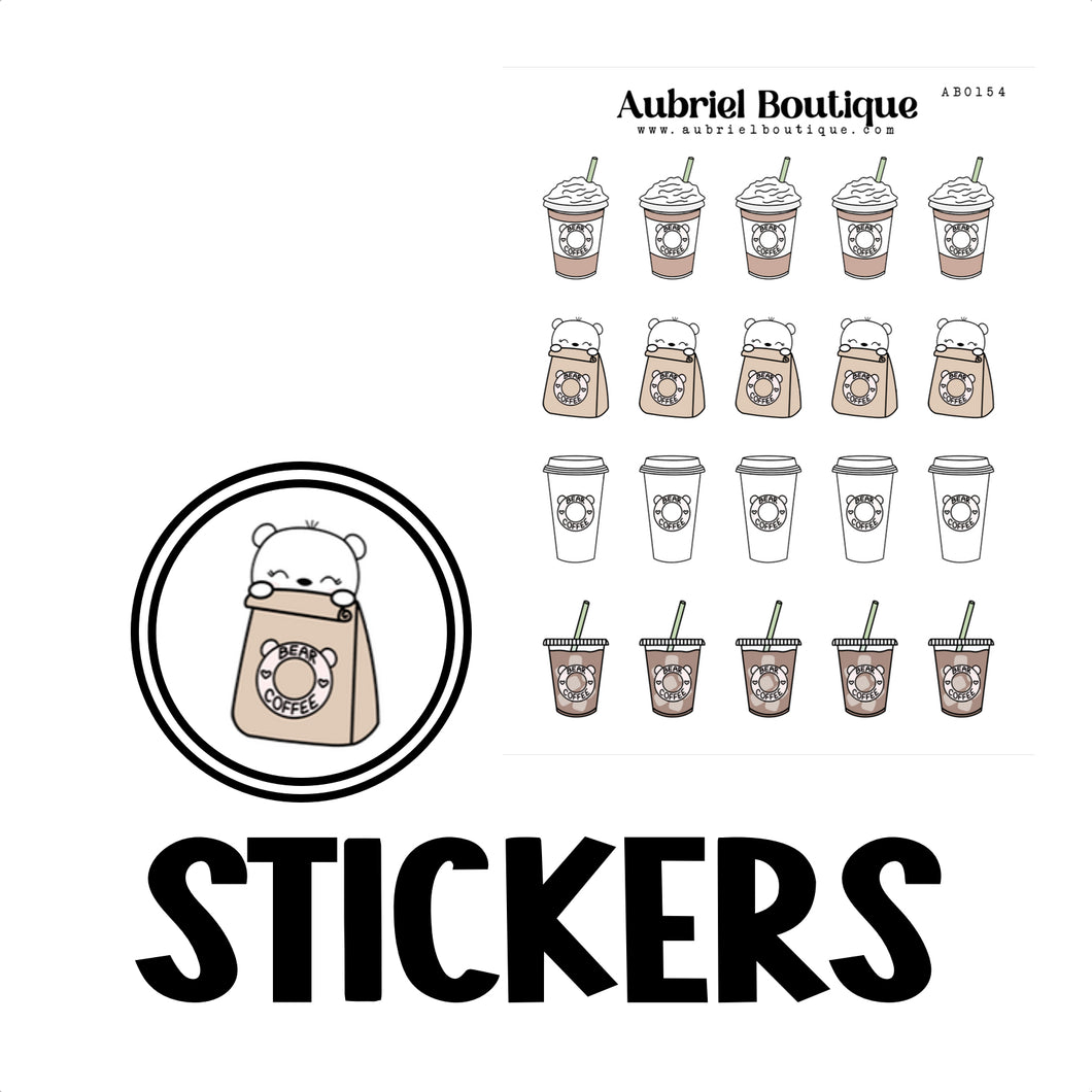 BEAR COFFEE, planner stickers — AB0154