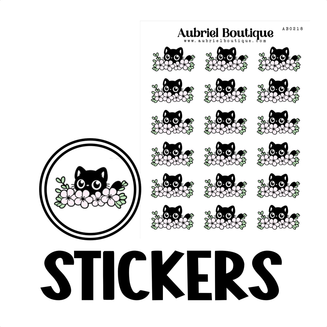 FLOWER CAT, planner stickers — AB0218