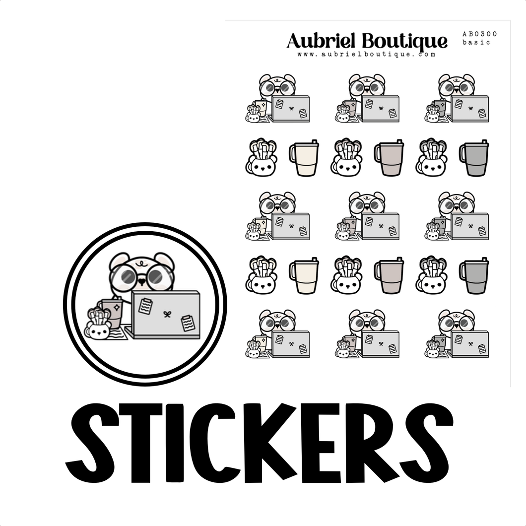 BEAR WORK, planner stickers — AB0300