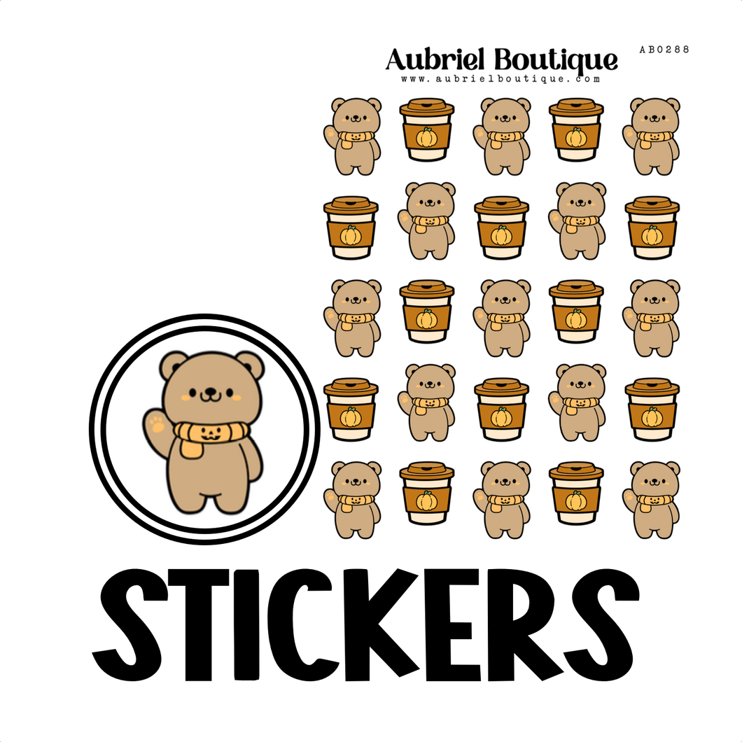 BEAR-LLOWEEN, planner stickers — AB0288