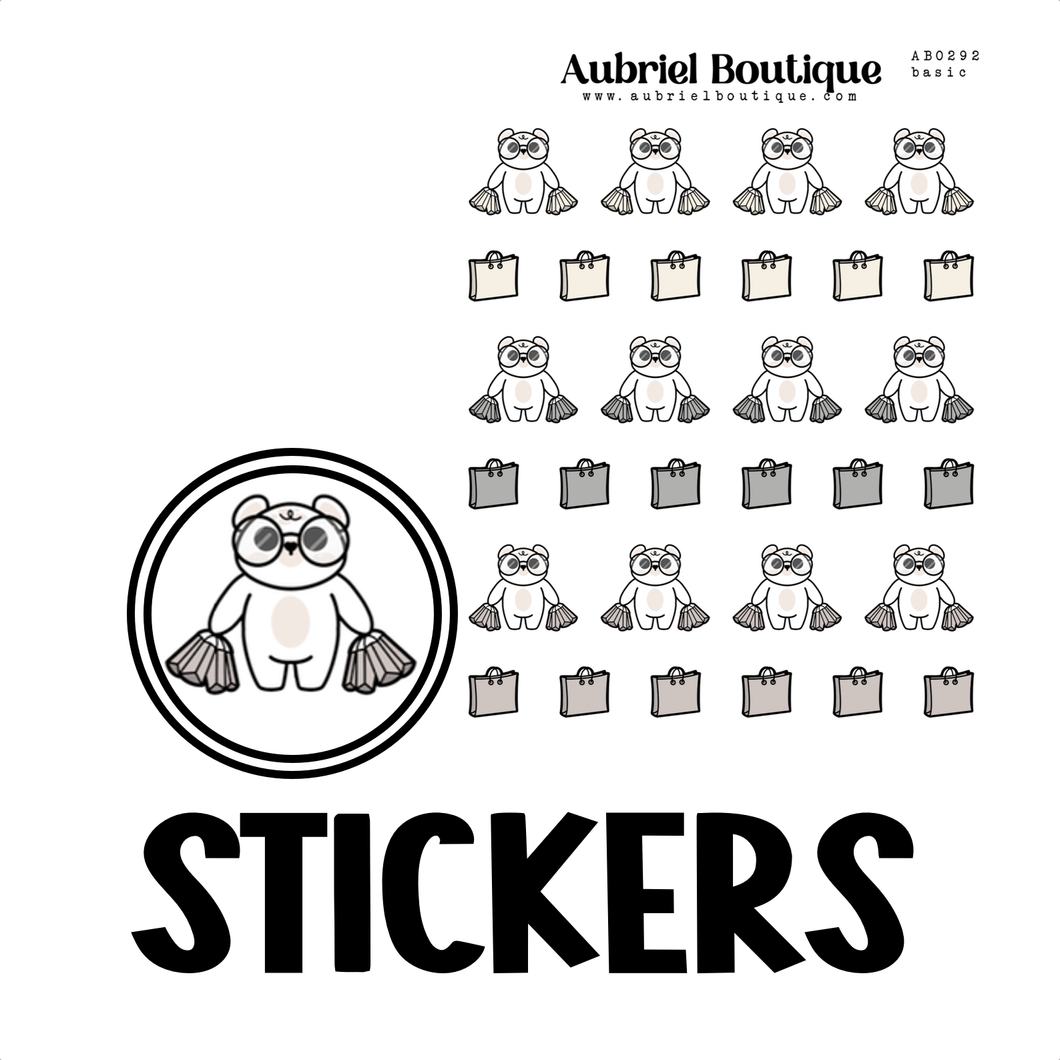 BEAR SHOPPING, planner stickers — AB0292