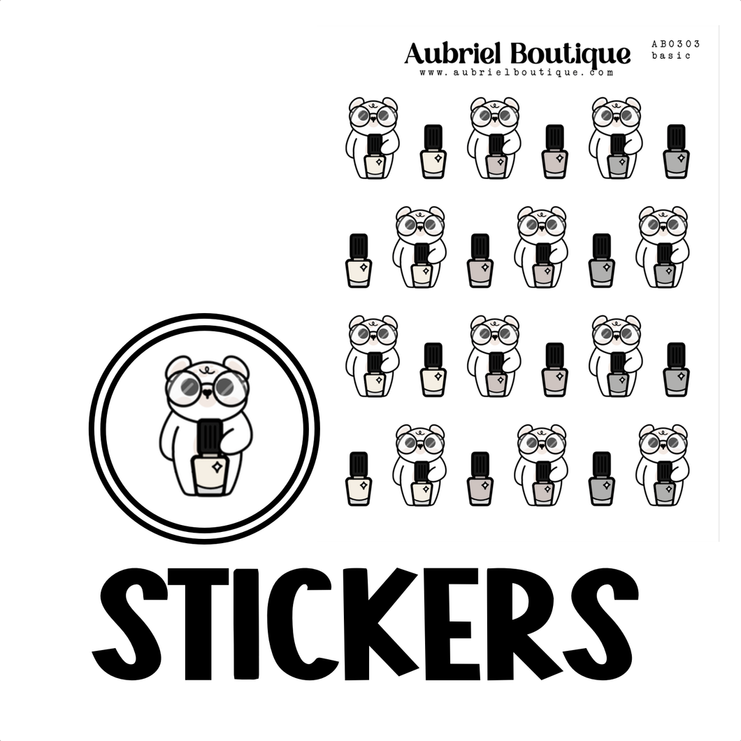 BEAR NAILS, planner stickers — AB0303