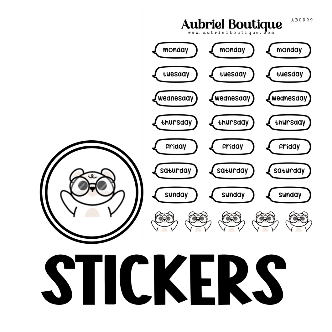 DAYS OF THE WEEK, planner stickers — AB0329