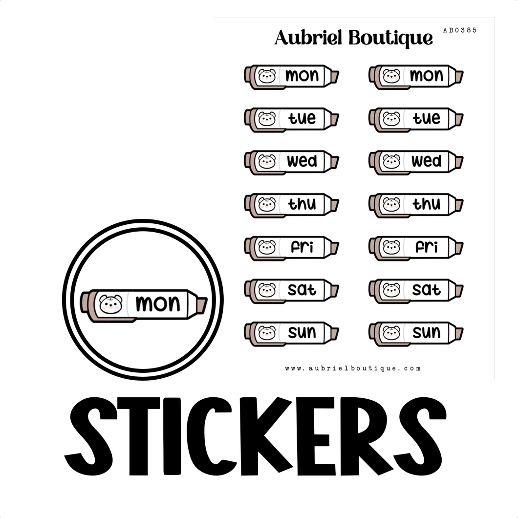 DAYS OF THE WEEK, planner stickers — AB0385