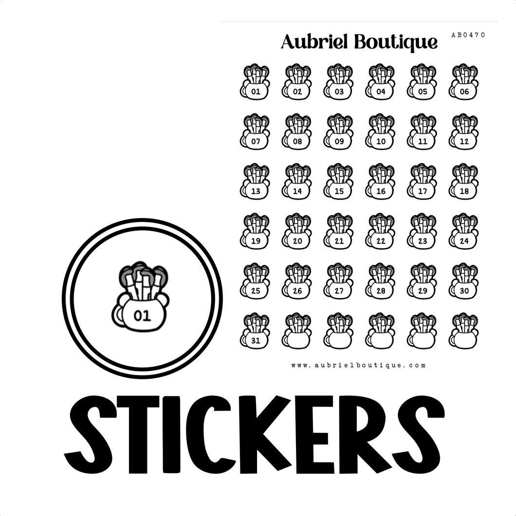 NUMBERS, planner stickers — AB0470