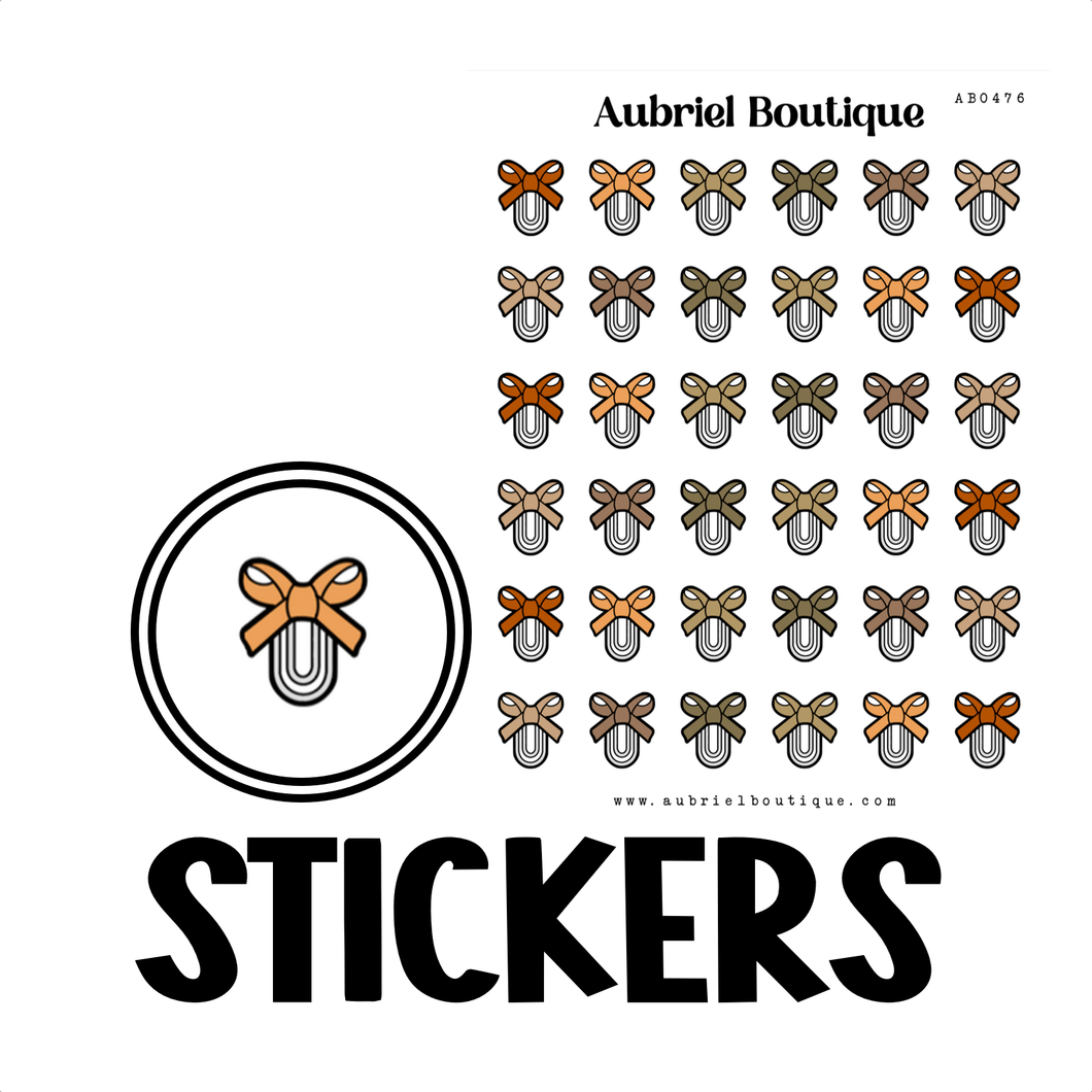 FALL BOW PAPERCLIP, planner stickers — AB0476