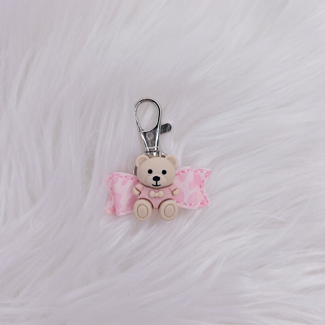 BOW PINK BEAR KEYCHAIN