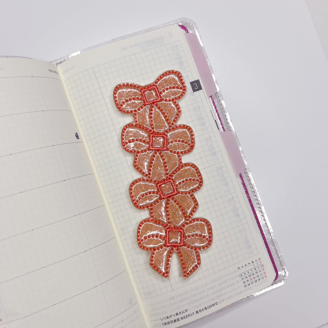 BOW EMBROIDERY BOOKMARK - orange