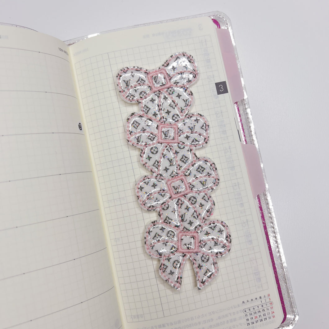 BOW EMBROIDERY BOOKMARK - pink