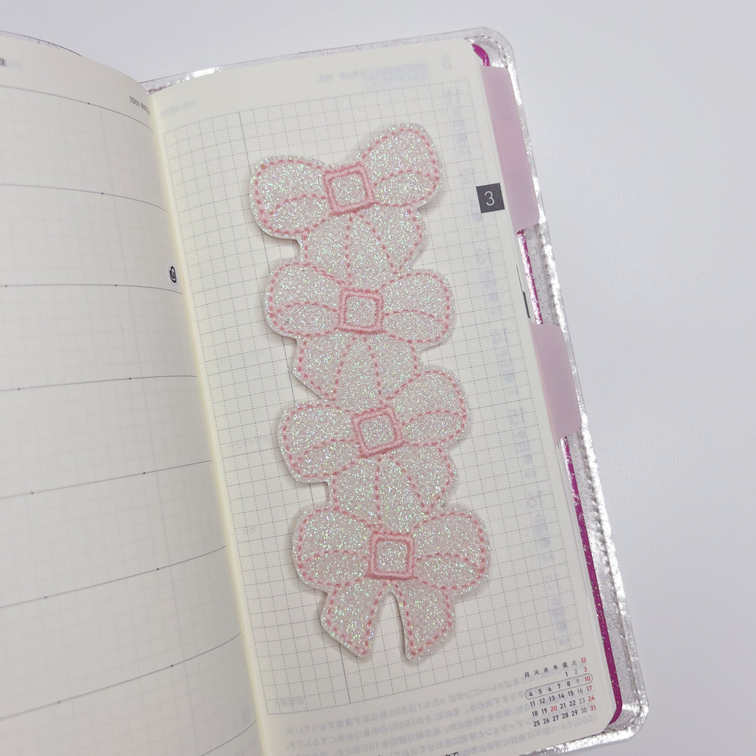 BOW EMBROIDERY BOOKMARK - pink