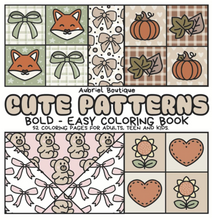 Carica l&#39;immagine nel visualizzatore di Gallery, CUTE PATTERNS: coloring book for adults and kids, bold &amp; easy
