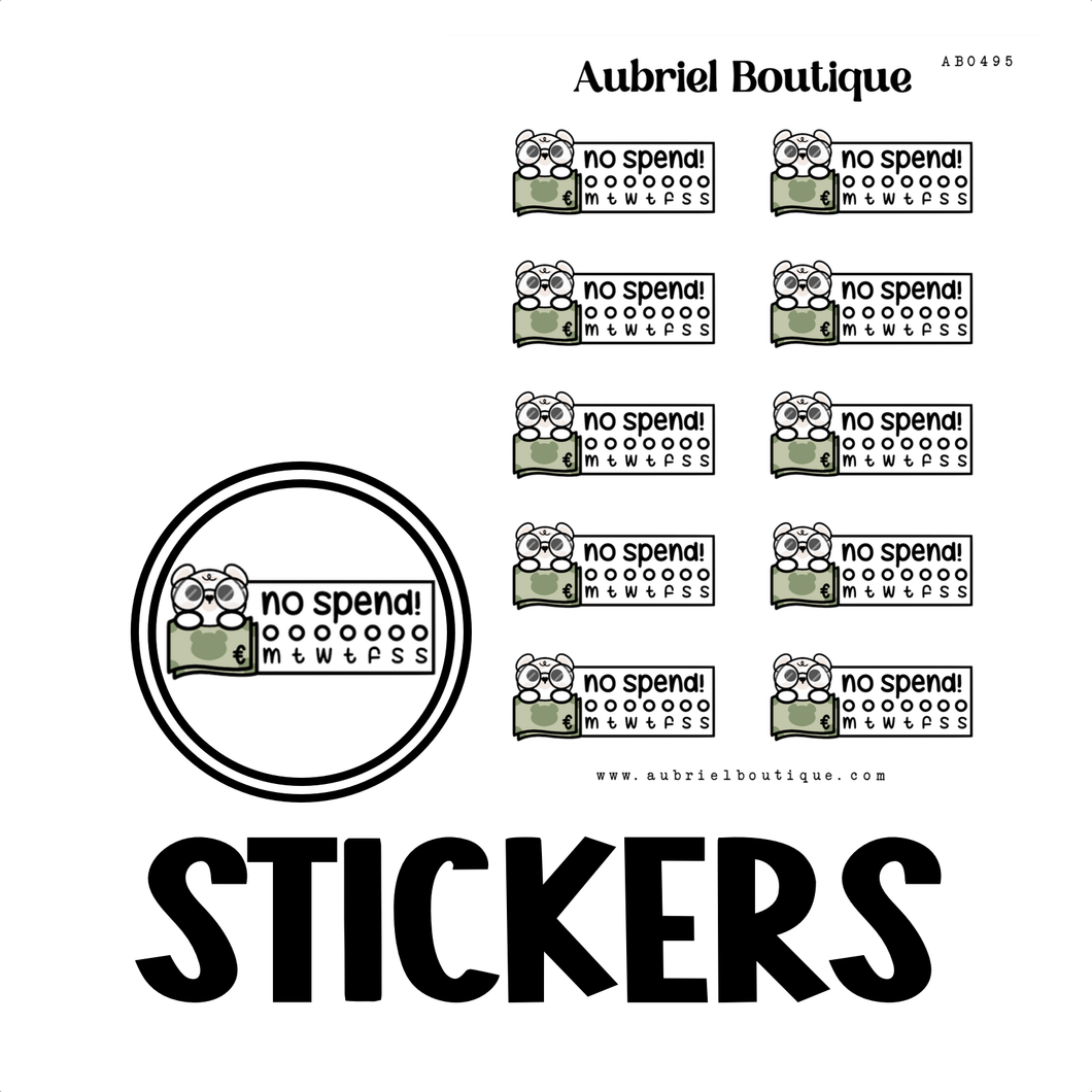 NO SPEND TRACKER, planner stickers — AB0495