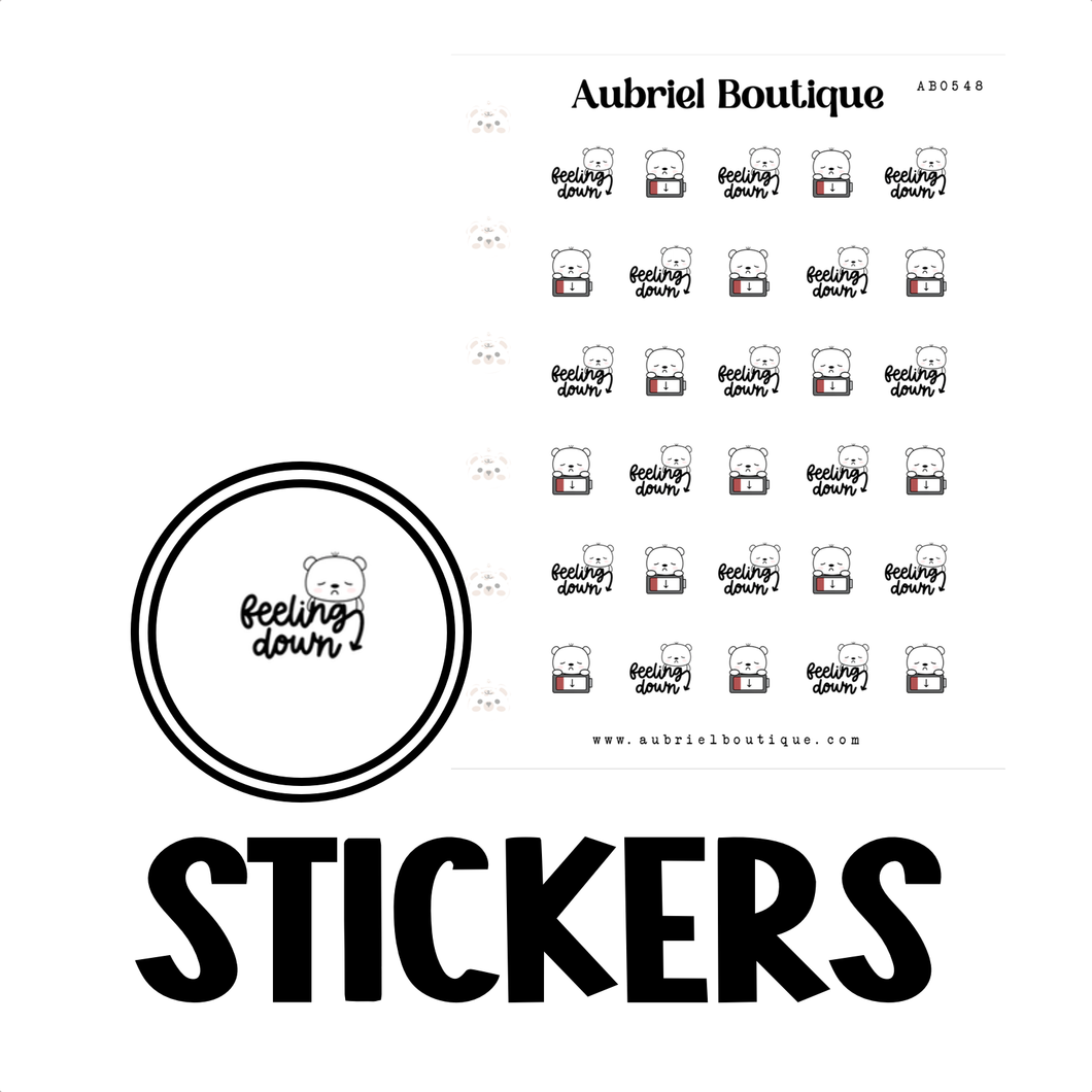 FEELING DOWN, planner stickers — AB0548