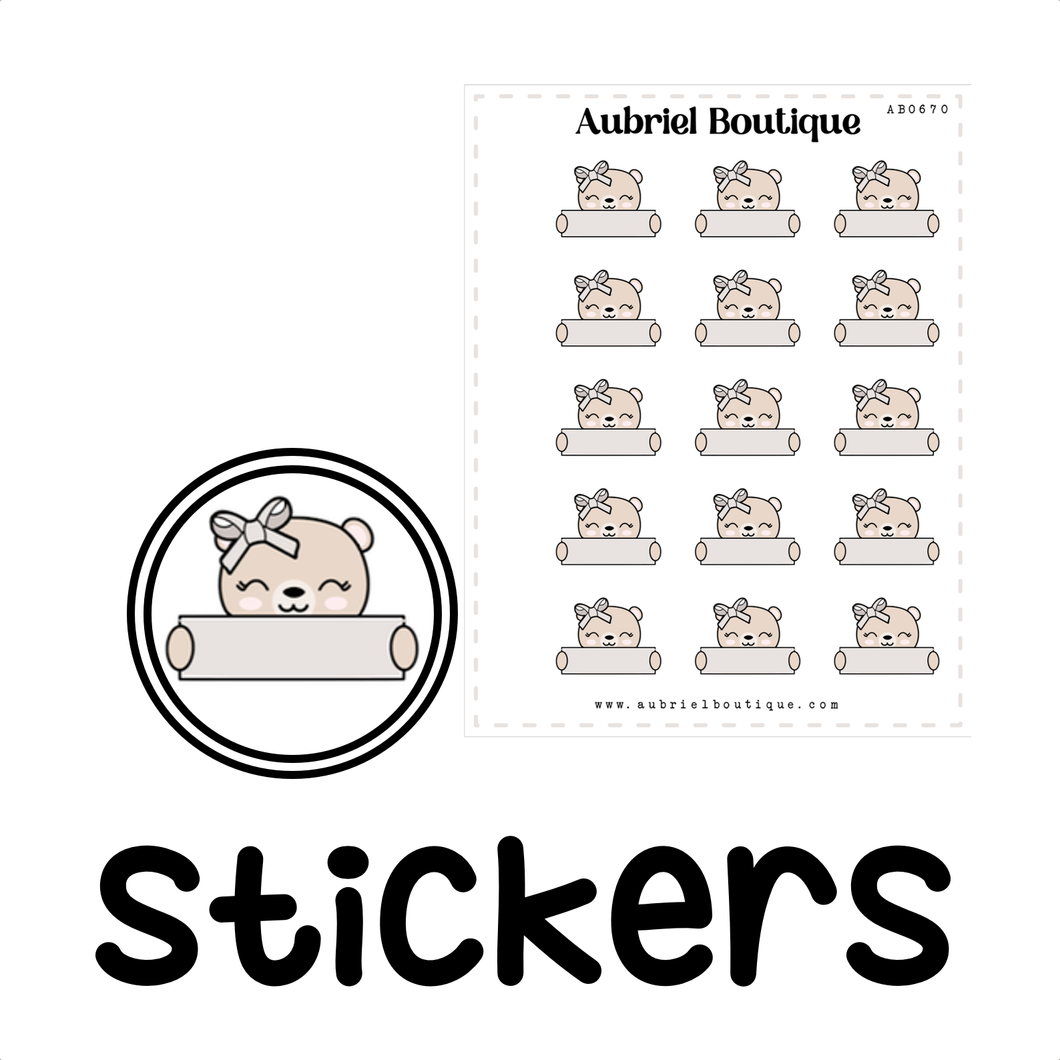 BEAR BROWN BANNER, planner stickers — AB0670