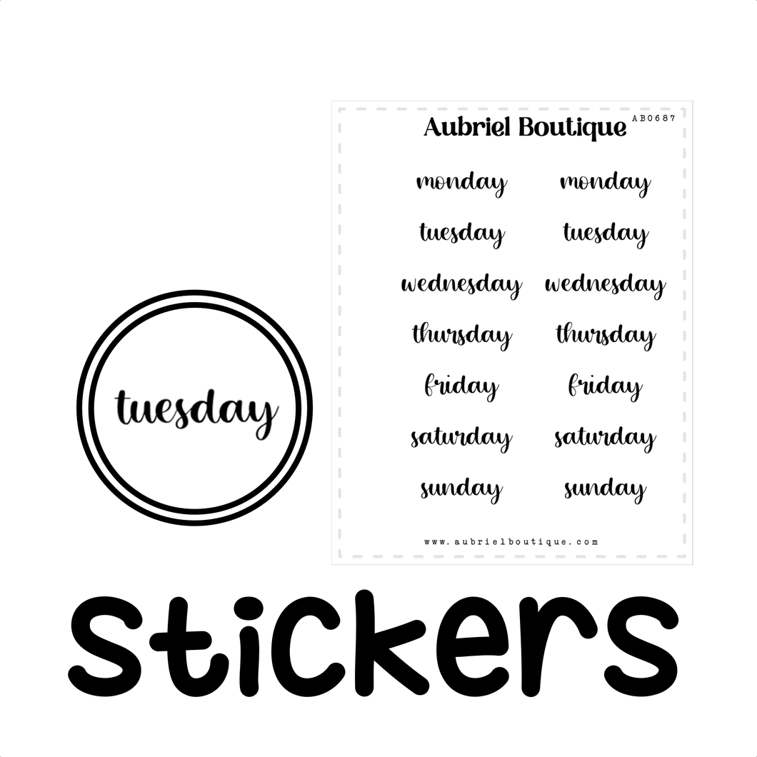 SCRIPT: days of the week, planner stickers — AB0687