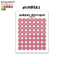 Load image into Gallery viewer, NUMBERS 0.55CM DOT, hobo palette, other colors to select
