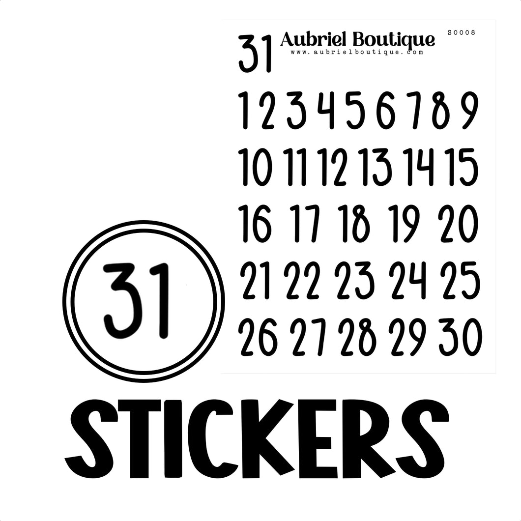 SCRIPT: numbers, planner stickers — S0008