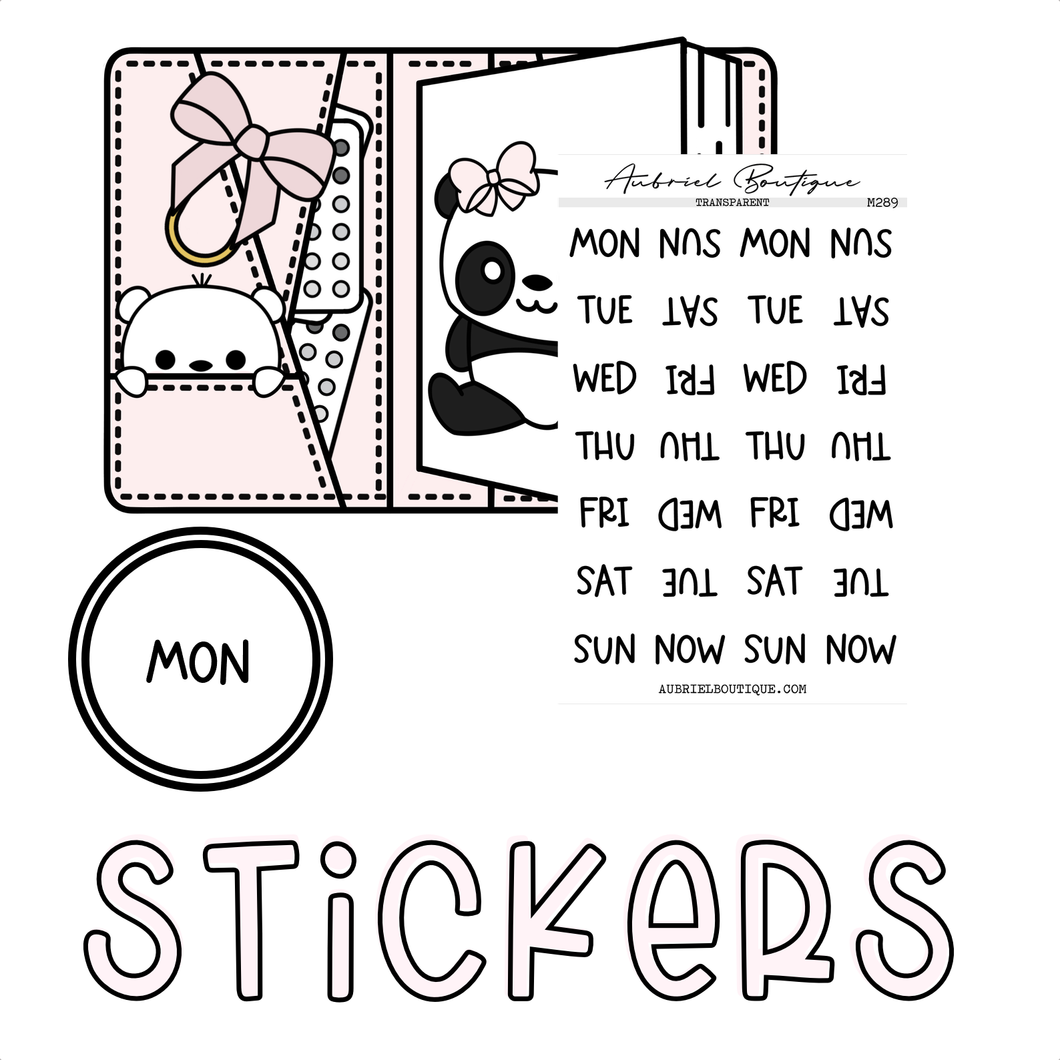 DAYS OF THE WEEK — minimal stickers — M289