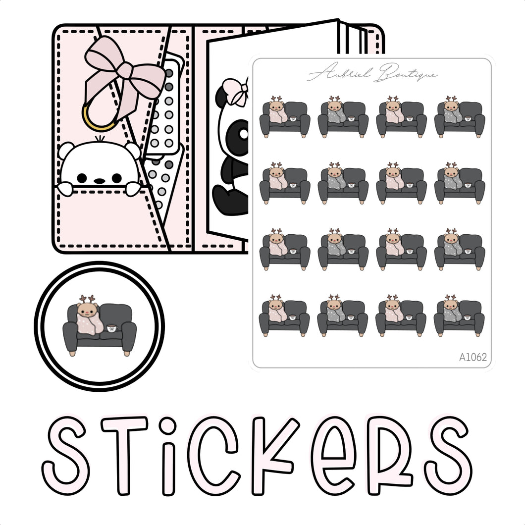 DEER ON THE SOFA — stickers — A1062