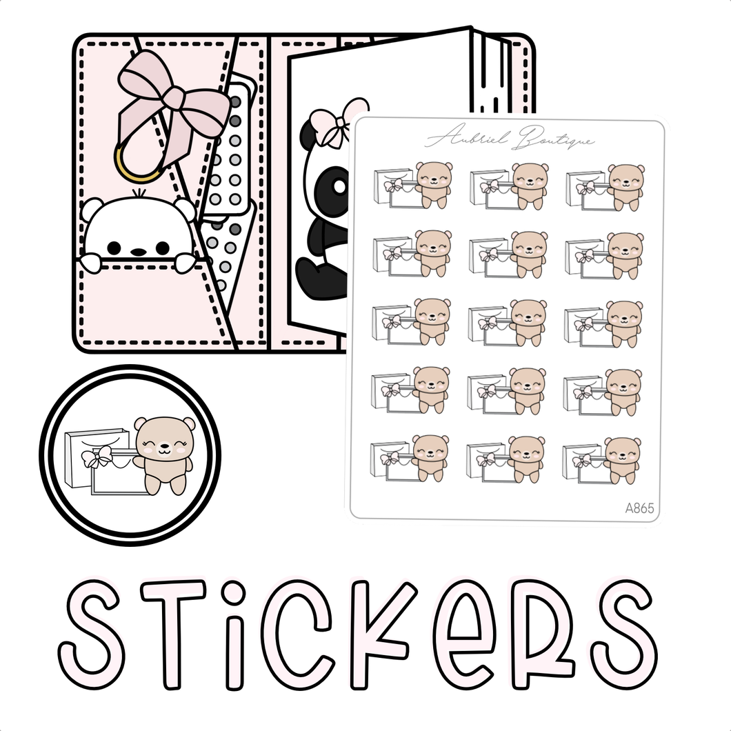 BEAR BROWN SHOPPING — stickers — A865