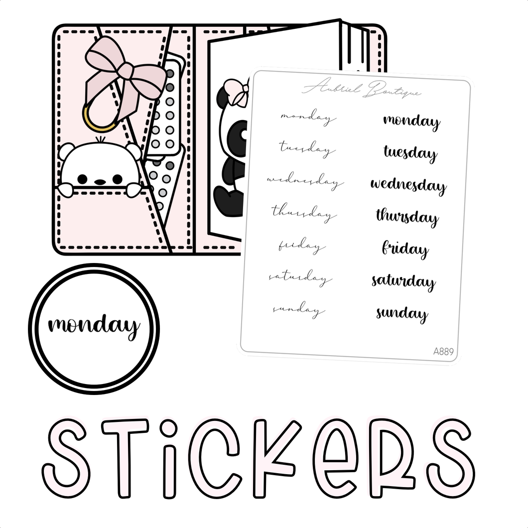 DAYS OF THE WEEK — stickers — A889