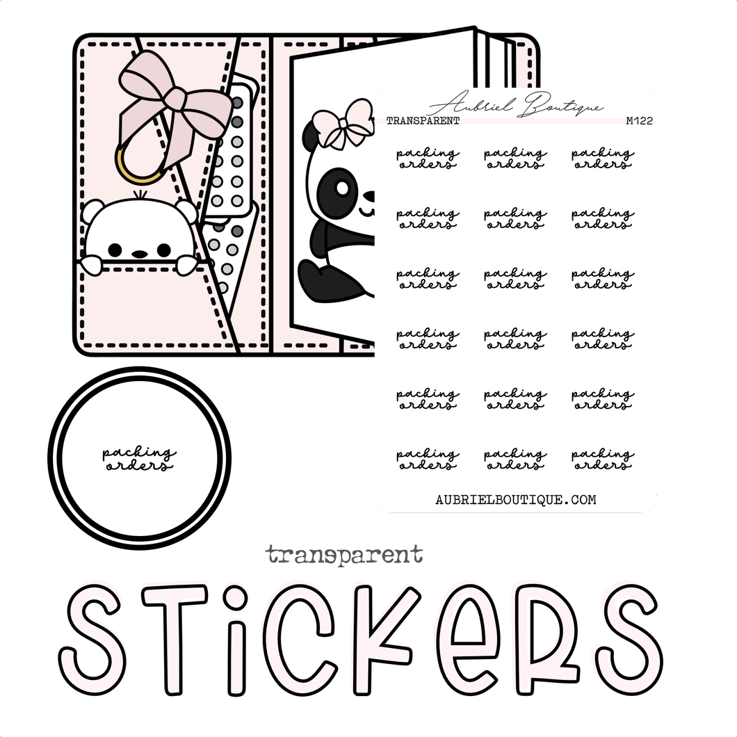 PACKING ORDERS — minimal stickers — M122